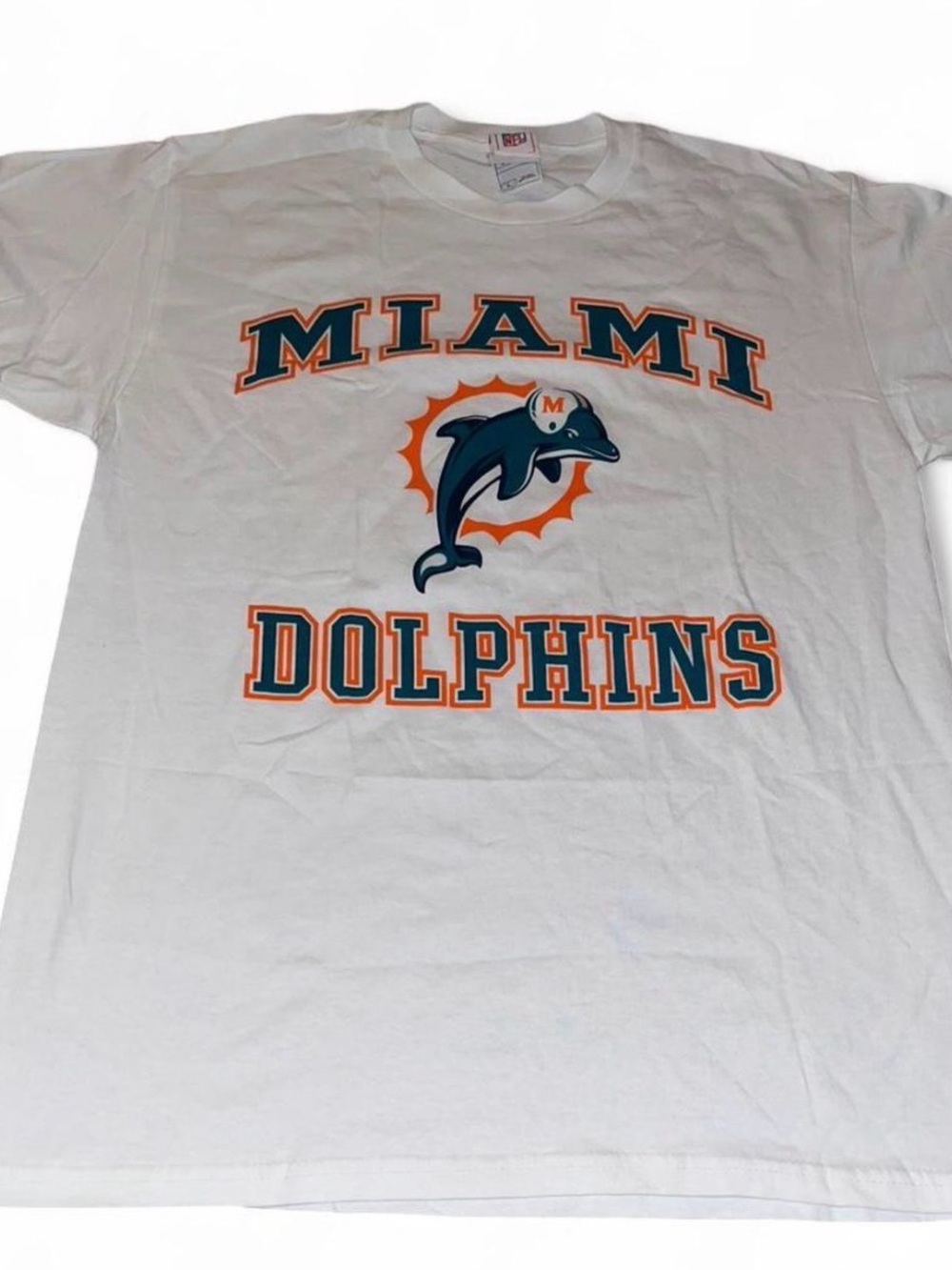 Men’s Vintage Miami Dolphins NFL White Logo Shirt Size L